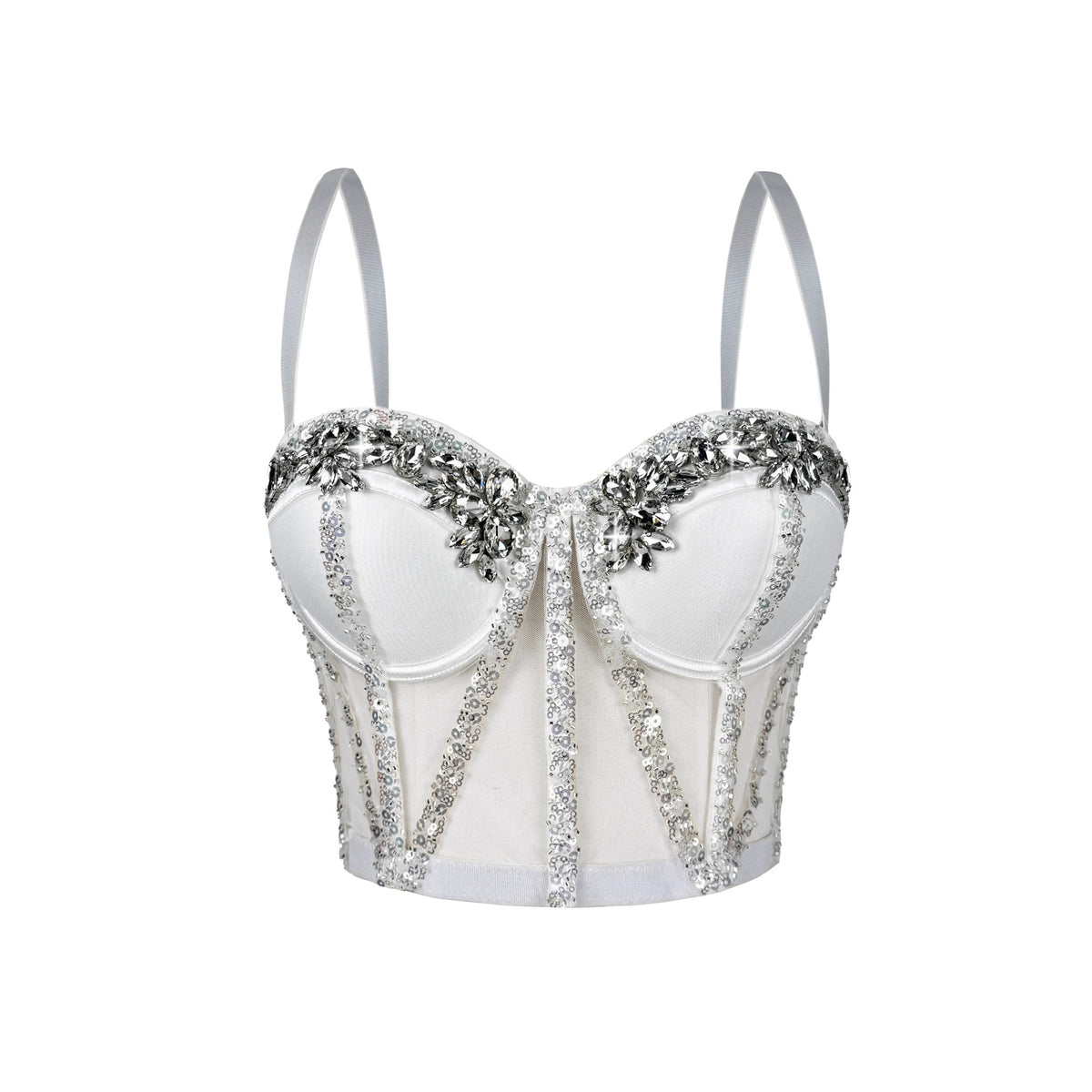 Crystal Mesh Corset — Rhinestone Bustier Top