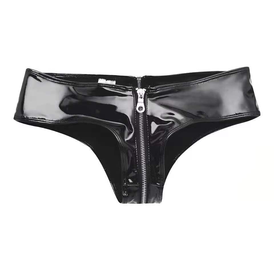 Black Patent Zip Briefs