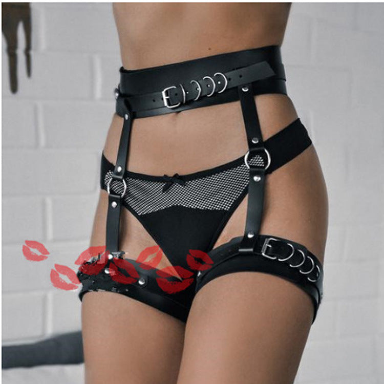 Leather O-Ring Garter Harness