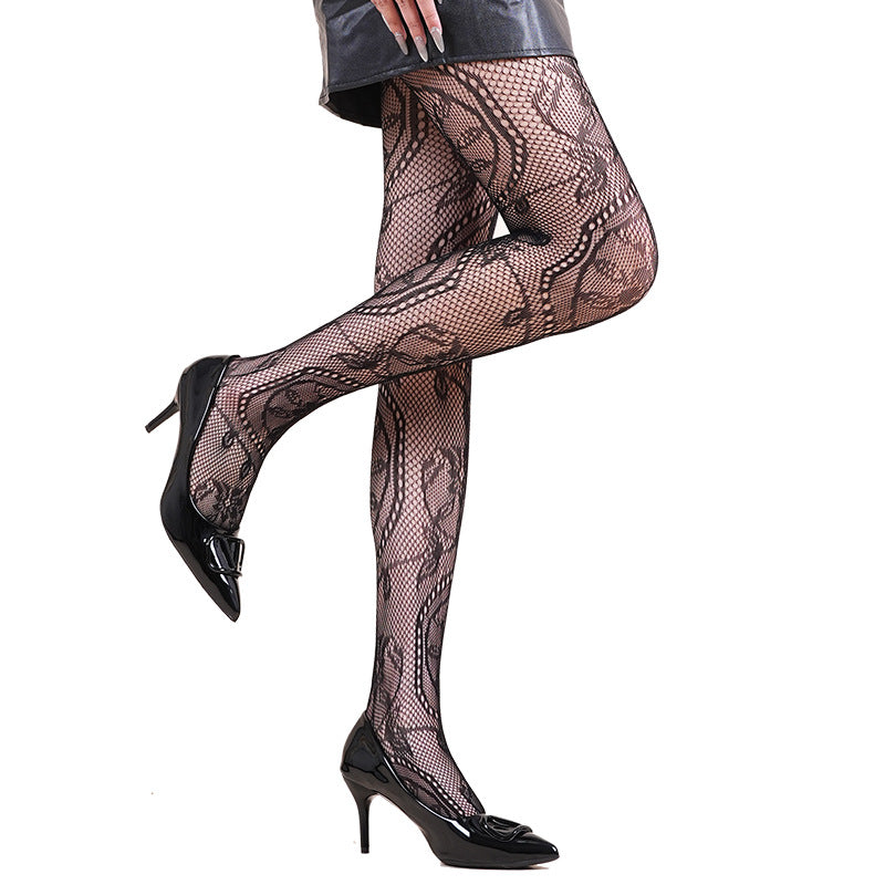 Spiderweb Print Fishnet Tights