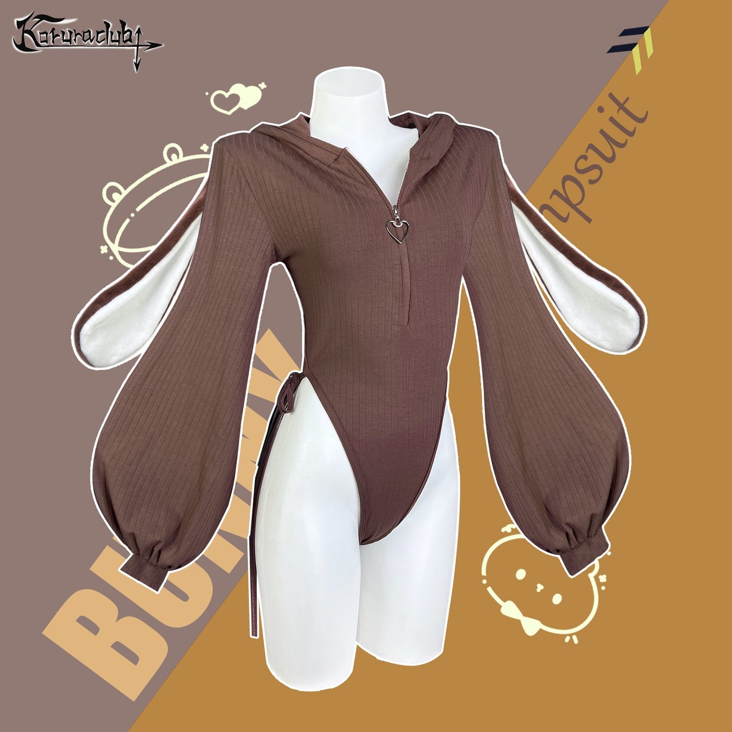 Chic Bunny Ear Hoodie Bodysuit for sale