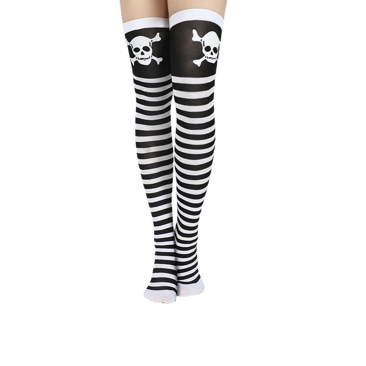 Gothic Print Over-Knee Socks