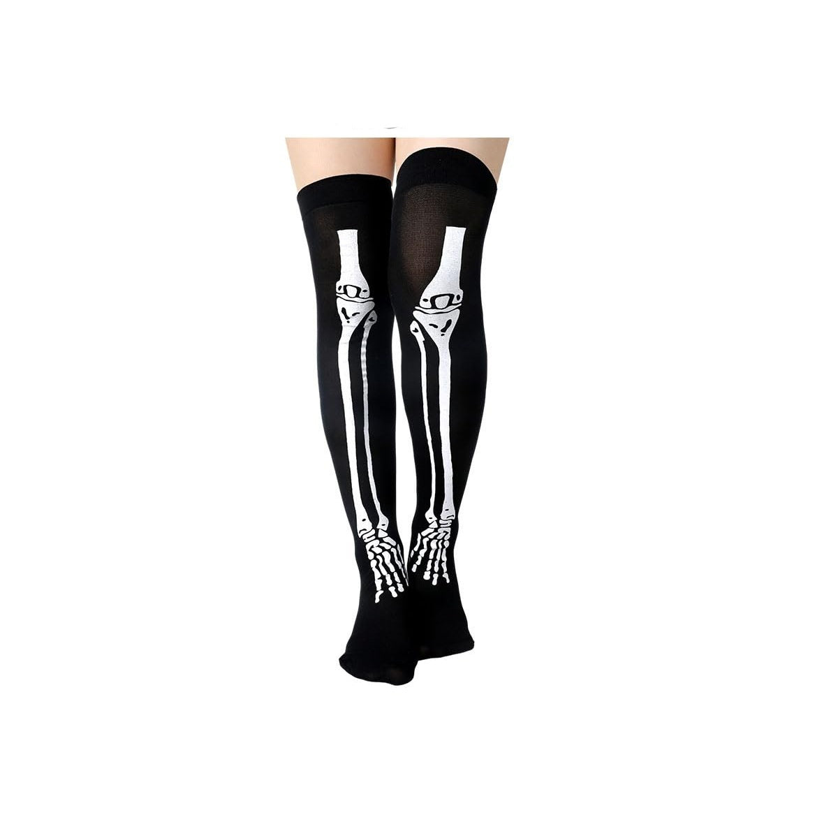 Gothic Print Over-Knee Socks