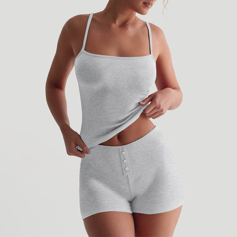 Sleeveless Backless Sexy Suspender Shorts Suit