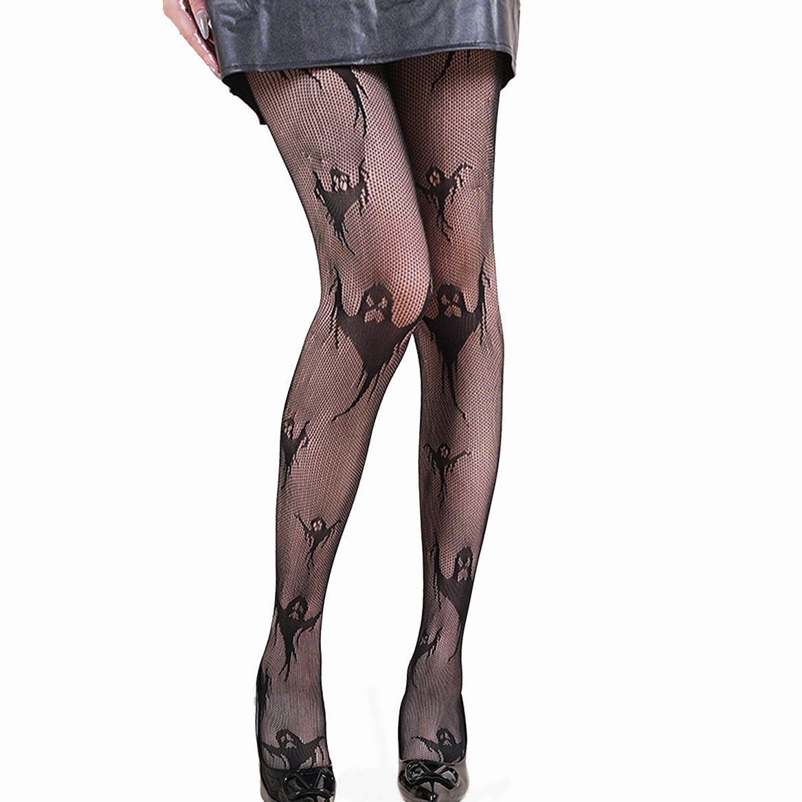 Spiderweb Print Fishnet Tights