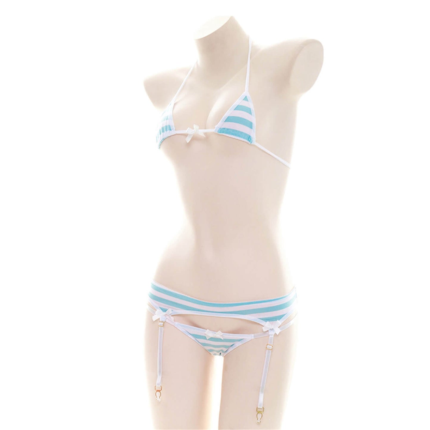 Anime Lingerie Sexy Cute Striped Micro Bikini Cosplay Bra and Panty Set