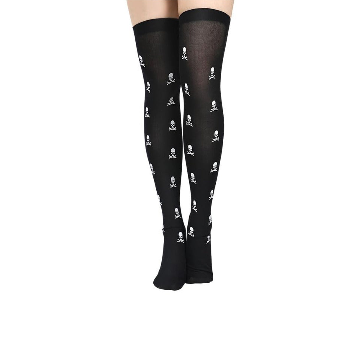 Gothic Print Over-Knee Socks