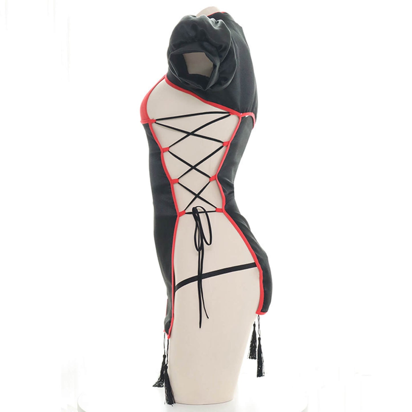 Chinese Classical Cheongsam Lingerie Dress High Split Side Straps Cosplay Outfit