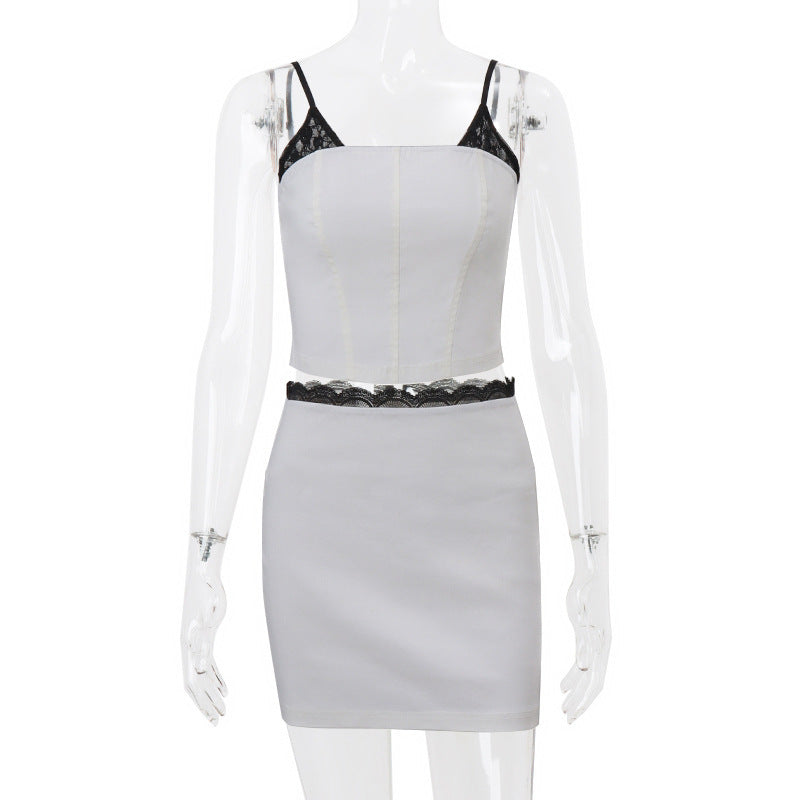 Rosette Satin Skirt Set