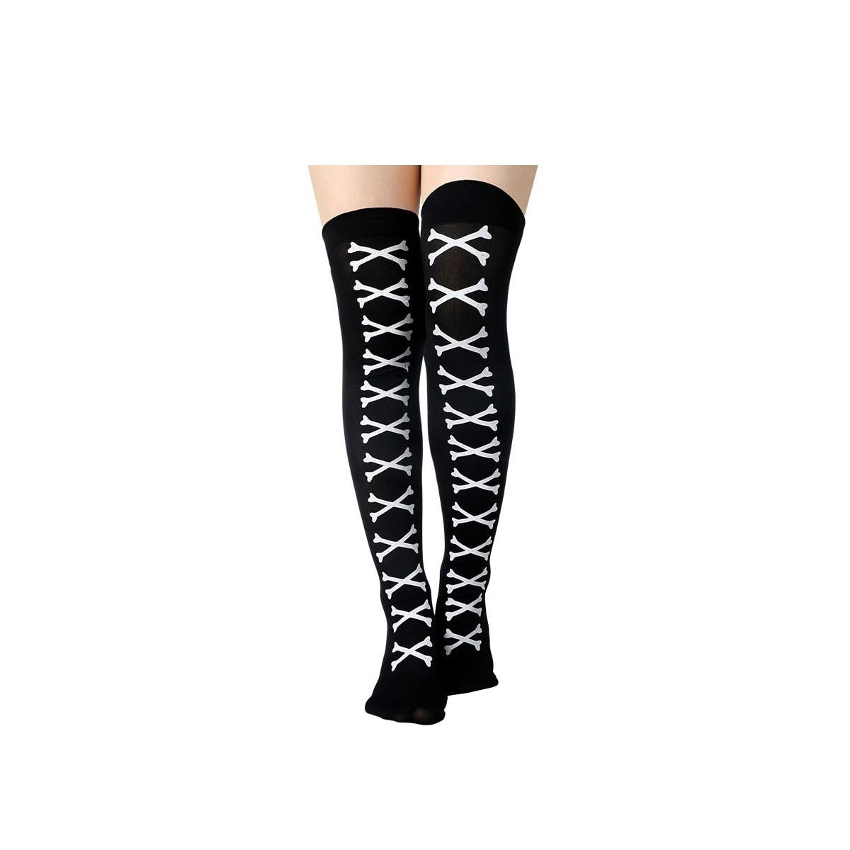 Gothic Print Over-Knee Socks