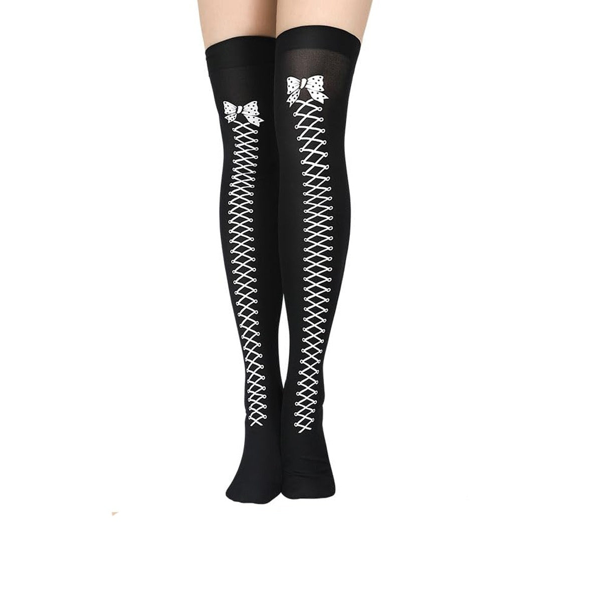 Gothic Print Over-Knee Socks