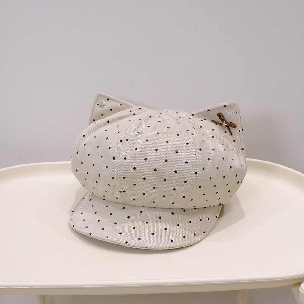 Polka Dot Cat Ear Beret
