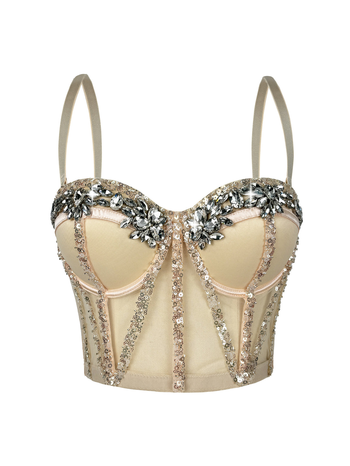 Crystal Mesh Corset — Rhinestone Bustier Top