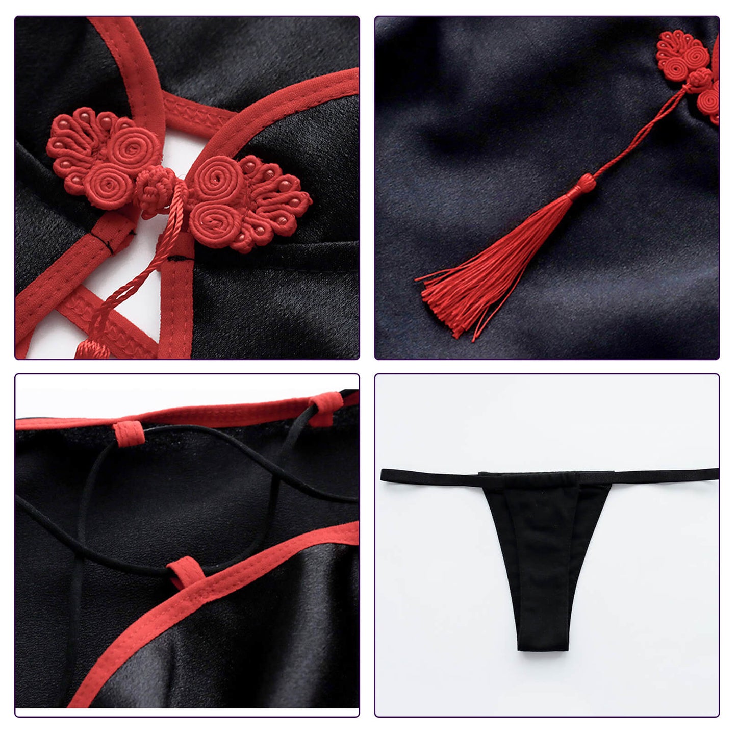 Sexy Chinese Strap Hollow Cheongsam Dress Anime Cosplay Lingerie Traditional Qipao Babydoll