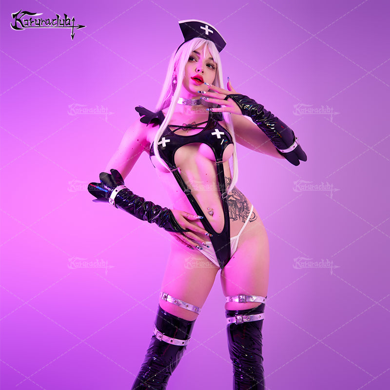 Cosplay Cyber Angel Black Lingerie KO07(7-Piece Set)