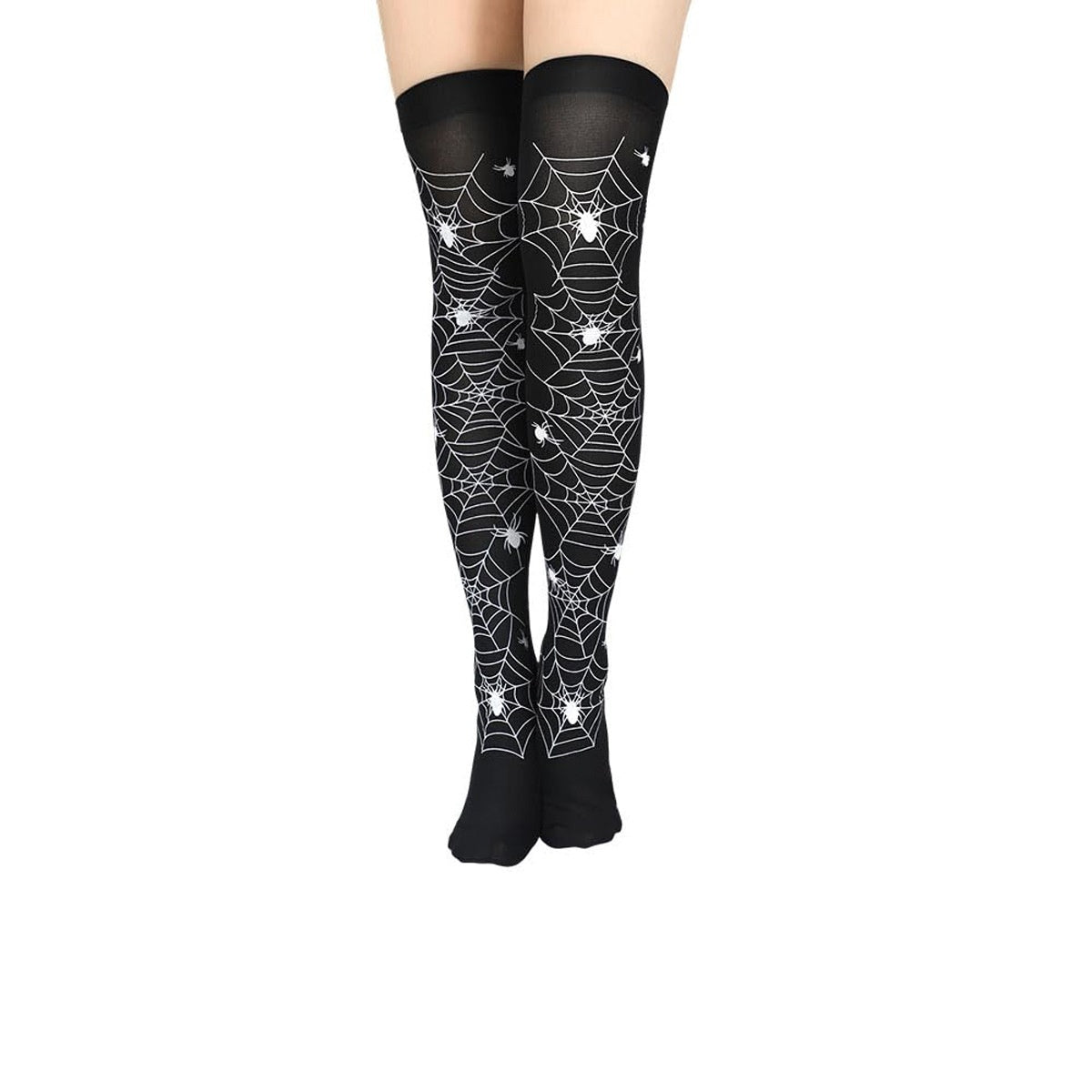 Gothic Print Over-Knee Socks