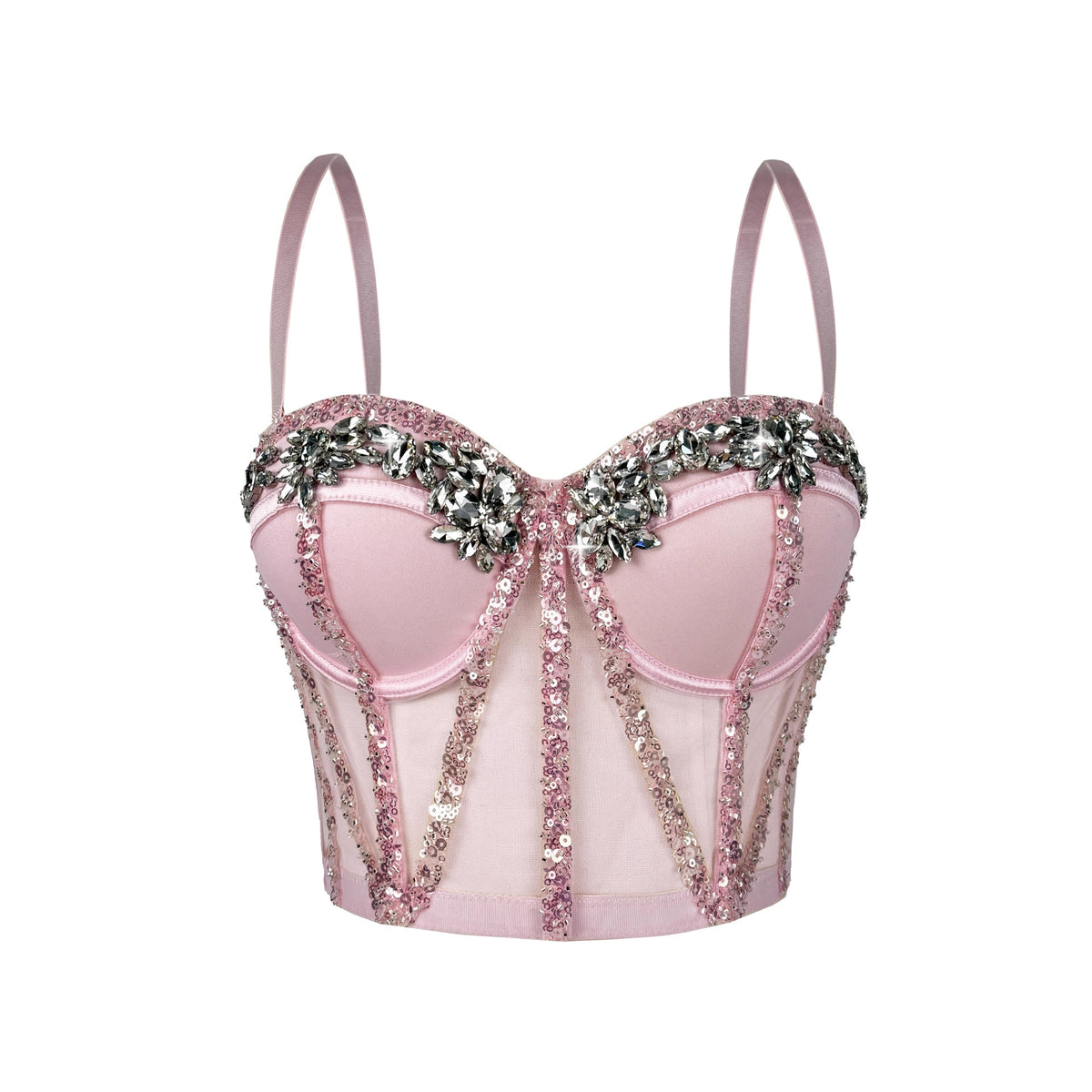 Crystal Mesh Corset — Rhinestone Bustier Top