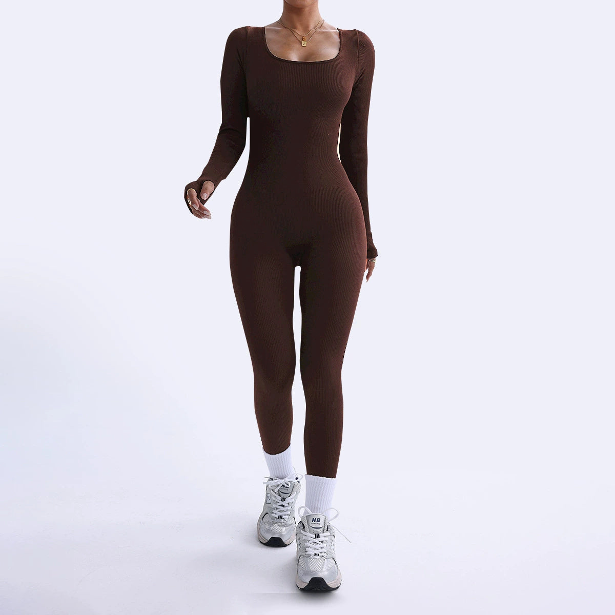 Square Neck Ribbed Jumpsuit