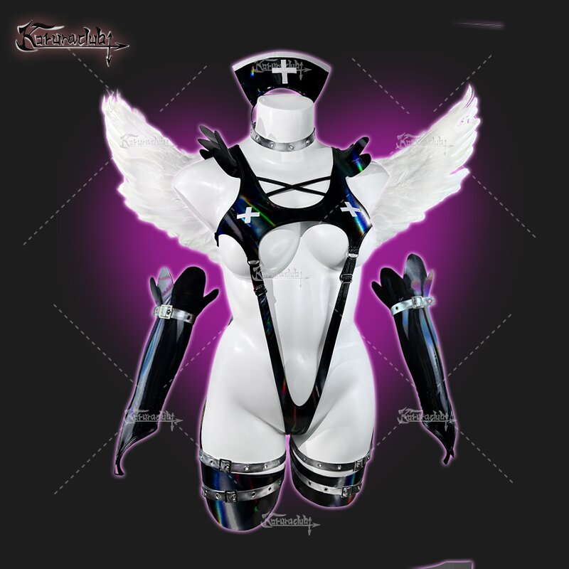 Cosplay Cyber Angel Black Lingerie KO07(7-Piece Set)