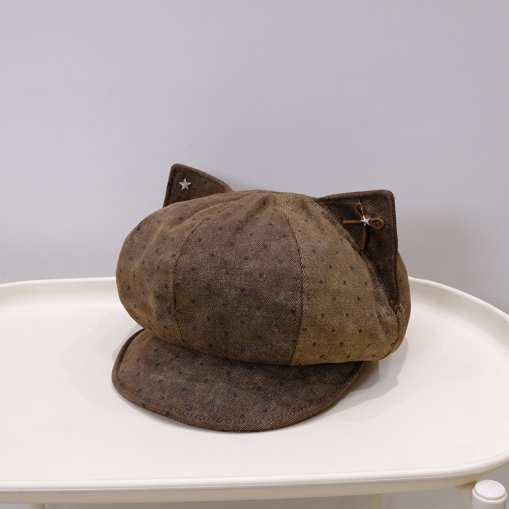 Polka Dot Cat Ear Beret