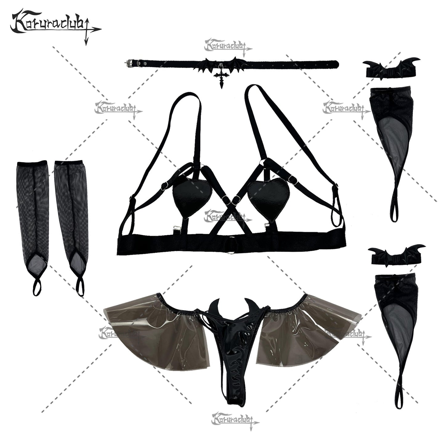 Cosplay Devil Dark Heart Lust Lingerie KO27 (6-Piece Set)