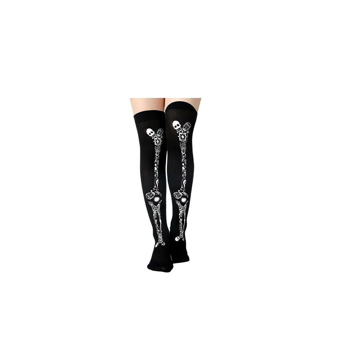 Gothic Print Over-Knee Socks