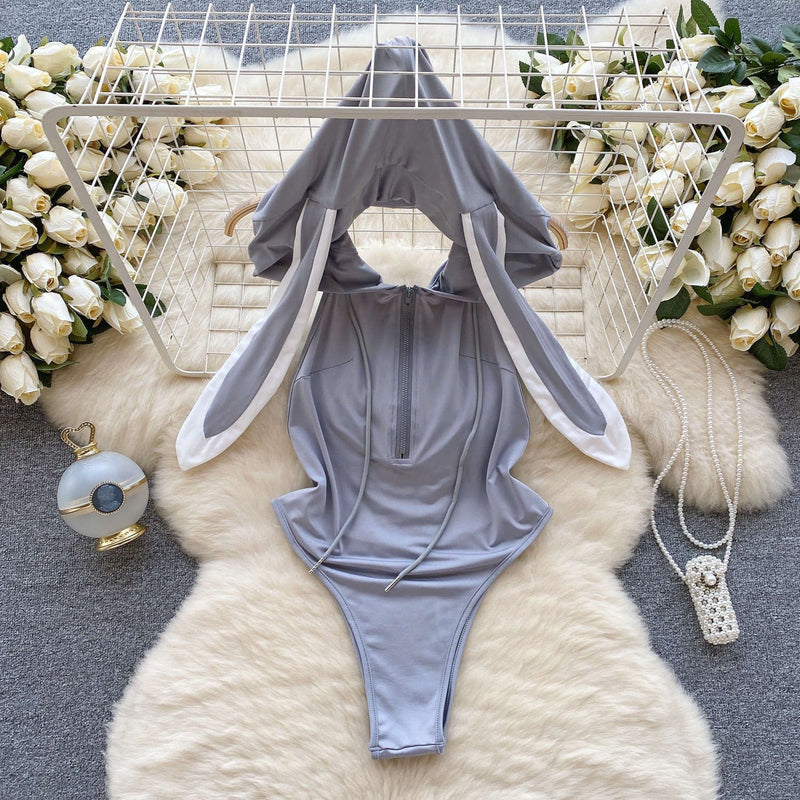 Hooded Bunny-Ear Bodysuit
