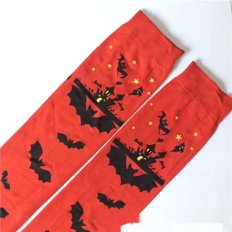 Gothic Print Over-Knee Socks