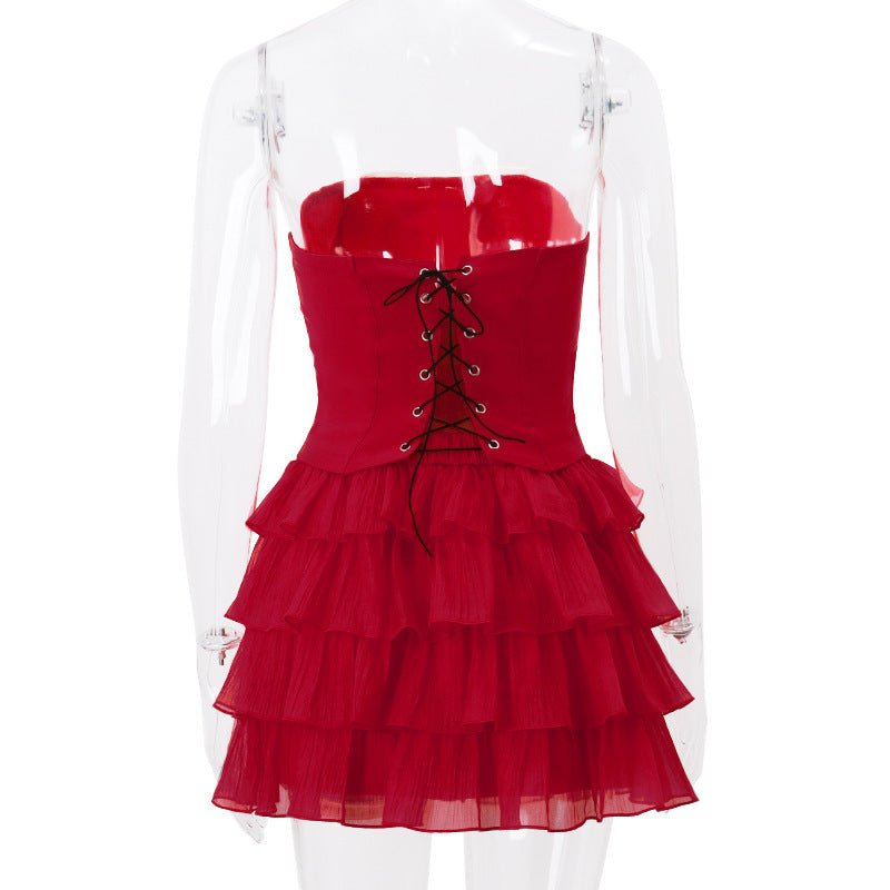 Ruffle Bow Mini Dress — Coquette Party Dress