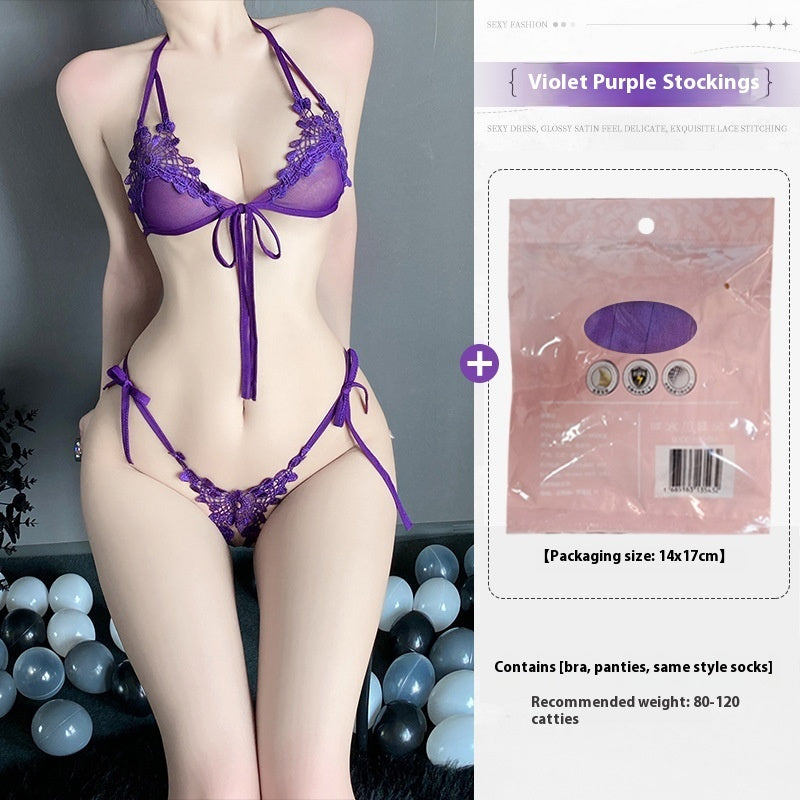 Floral Lace Tie Lingerie Set