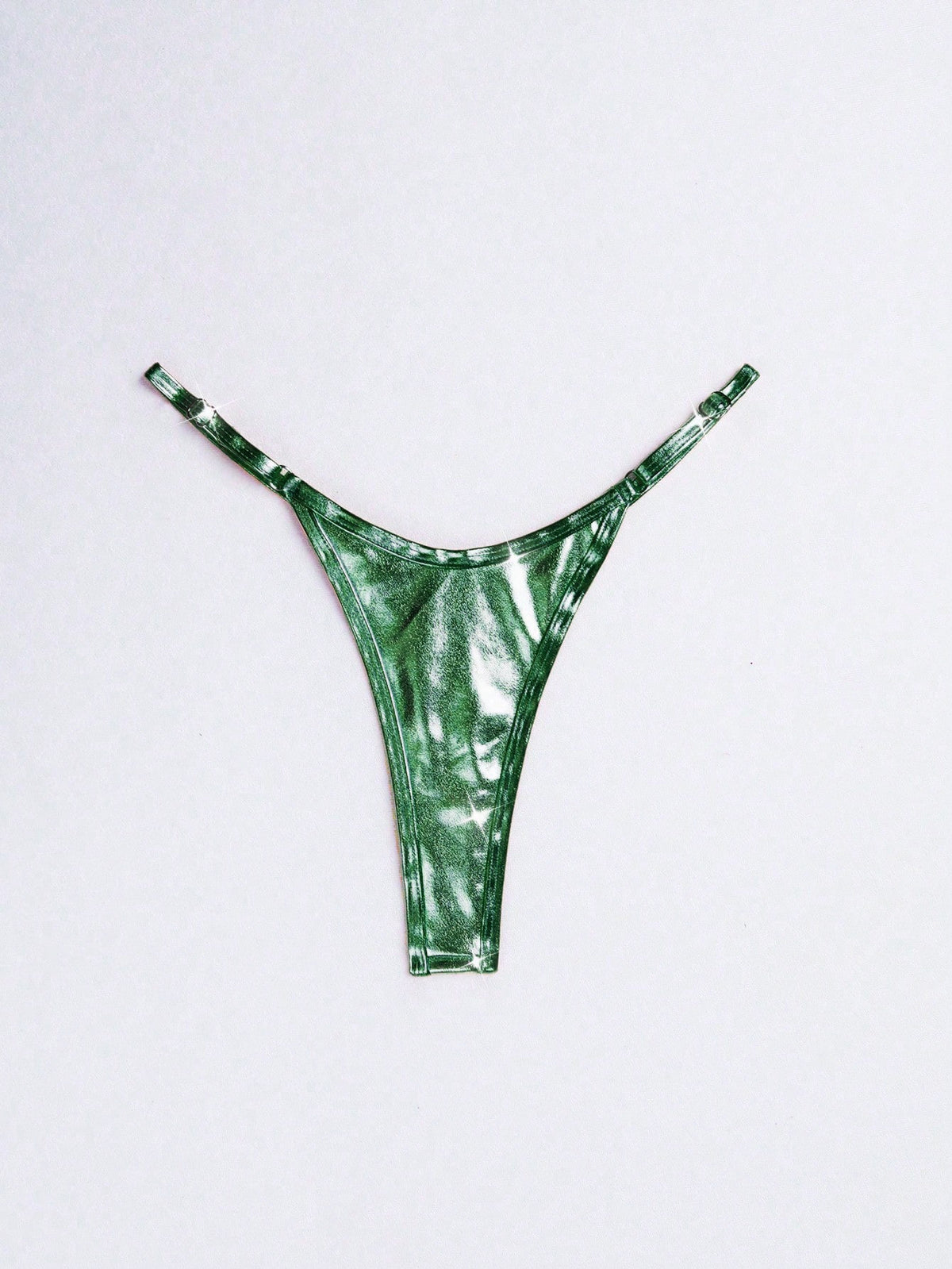 Metallic T-Back Swim Bottoms