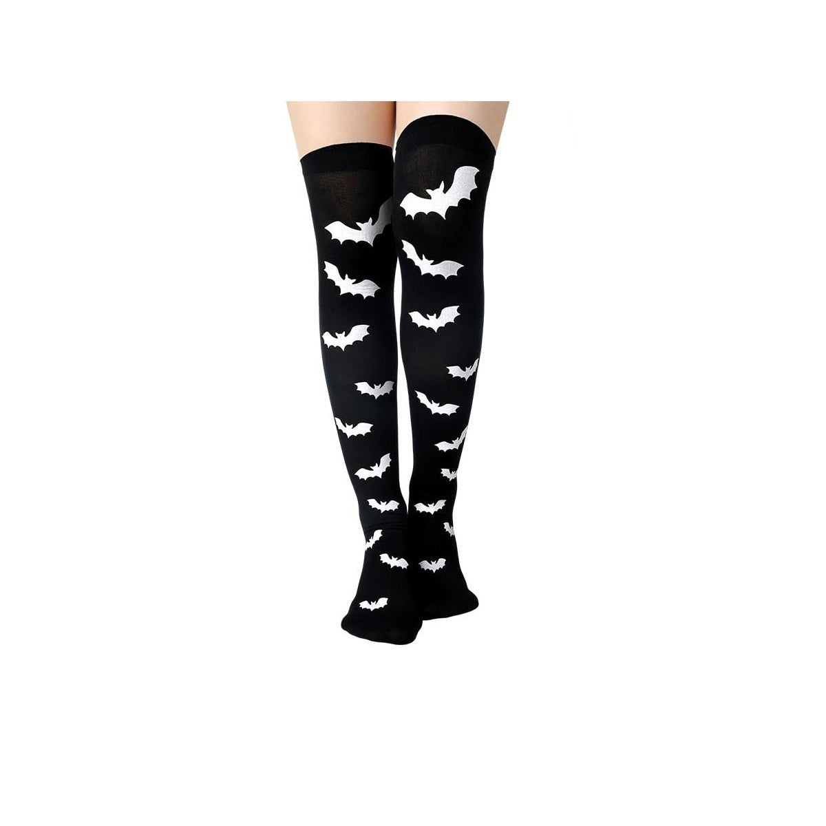Gothic Print Over-Knee Socks