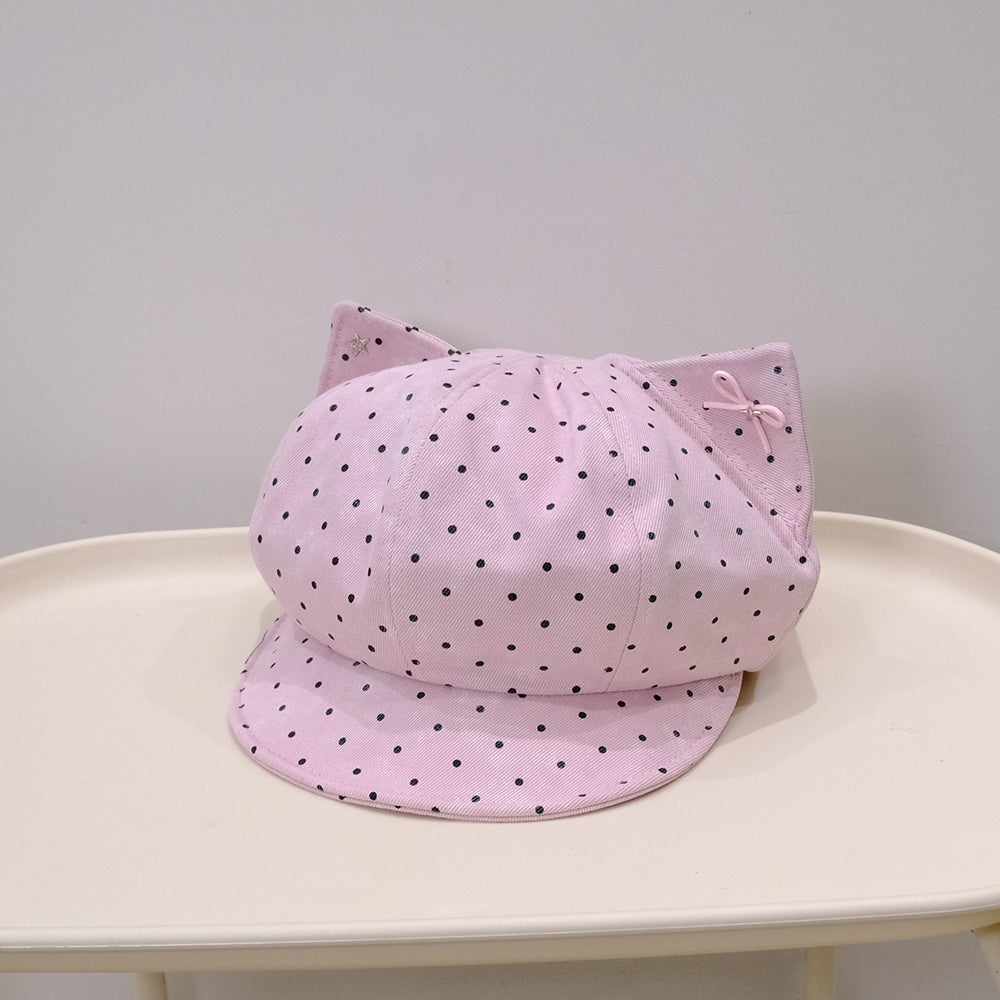 Polka Dot Cat Ear Beret