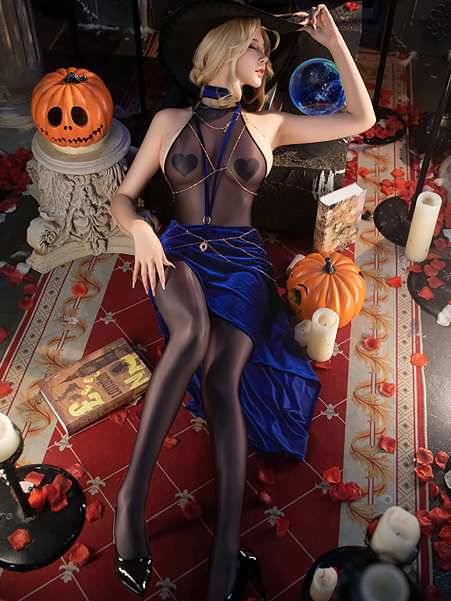 Vintage Crotchless Bodystocking w/ Velvet Skirt