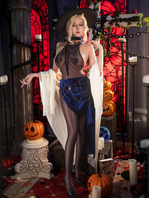 Vintage Crotchless Bodystocking w/ Velvet Skirt