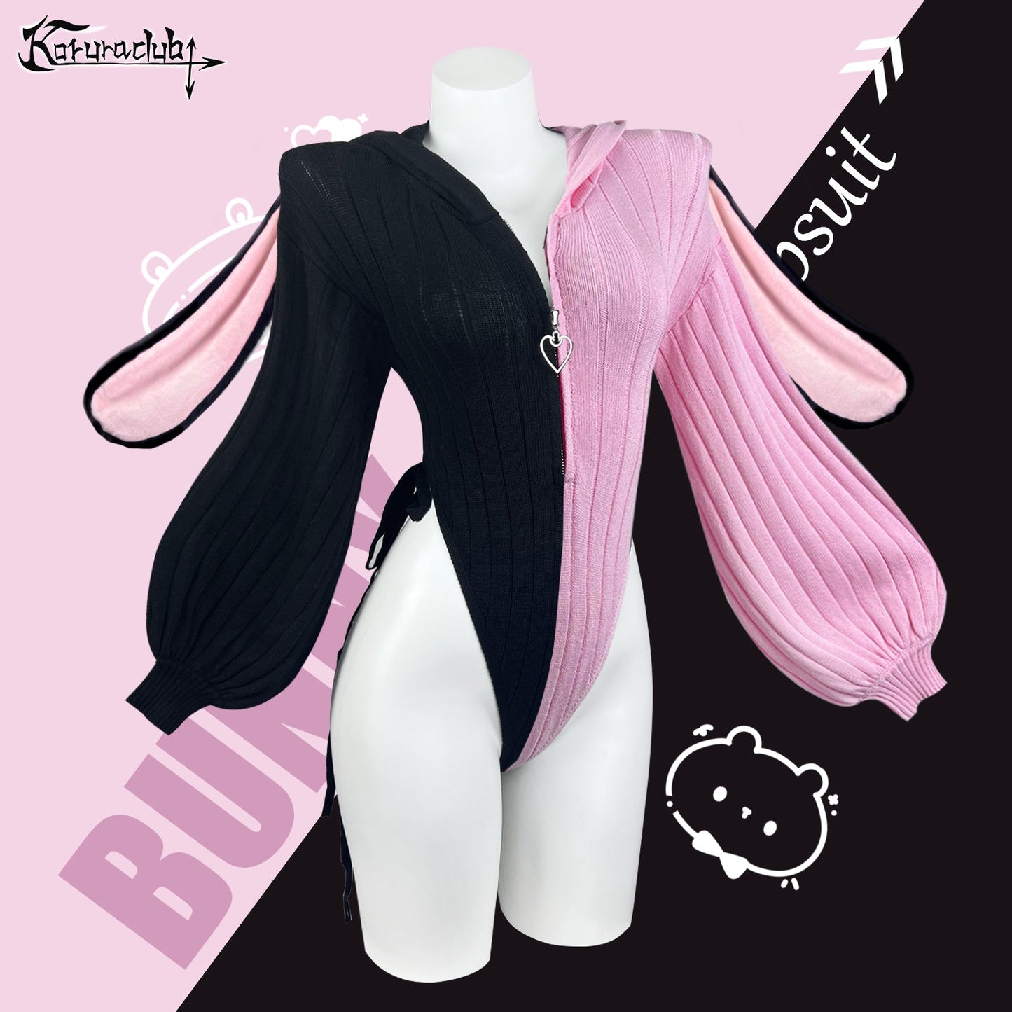 Chic Bunny Ear Hoodie Bodysuit for sale