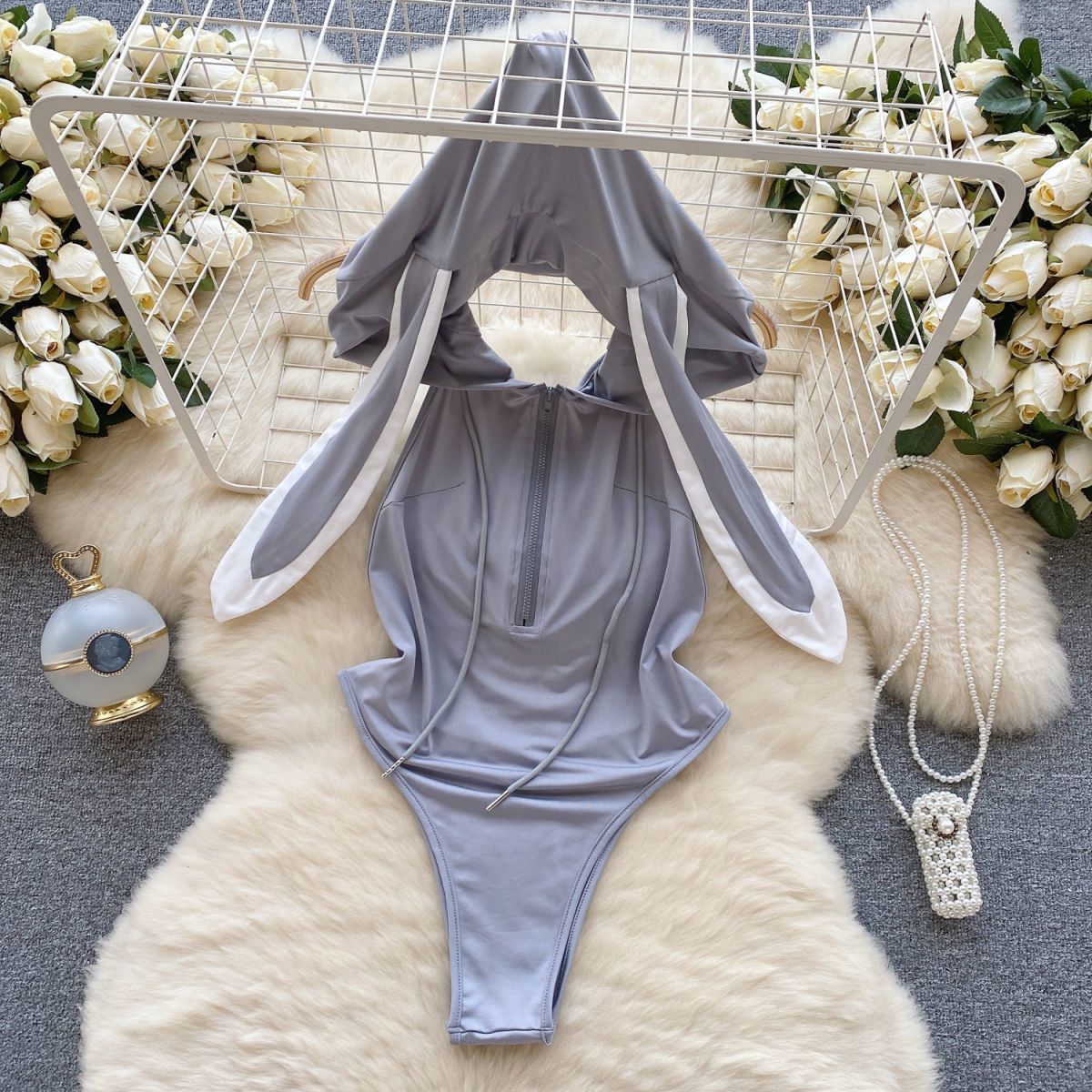 Hooded Bunny-Ear Bodysuit