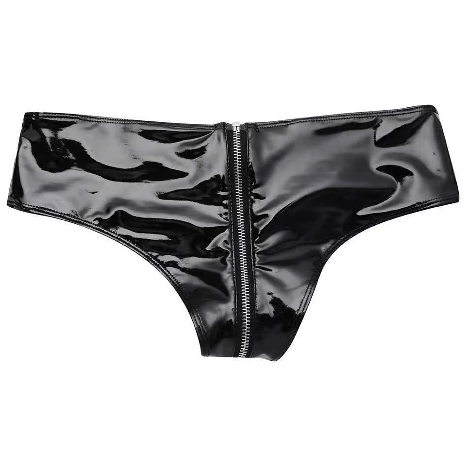 Black Patent Zip Briefs