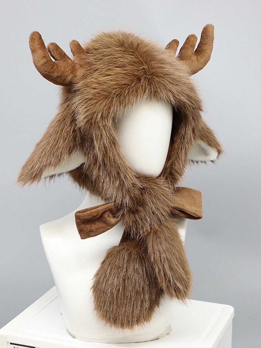 Faux Fur Christmas Deer Hat