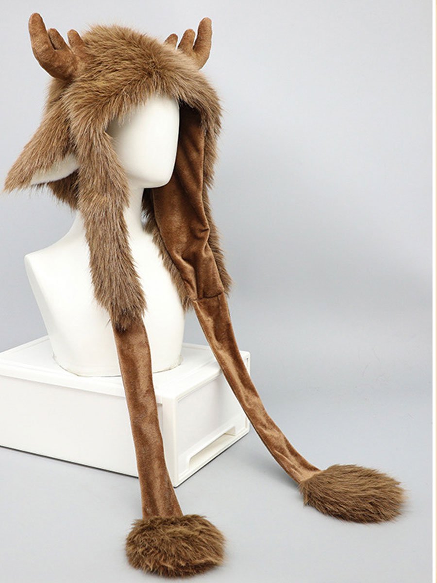 Faux Fur Christmas Deer Hat