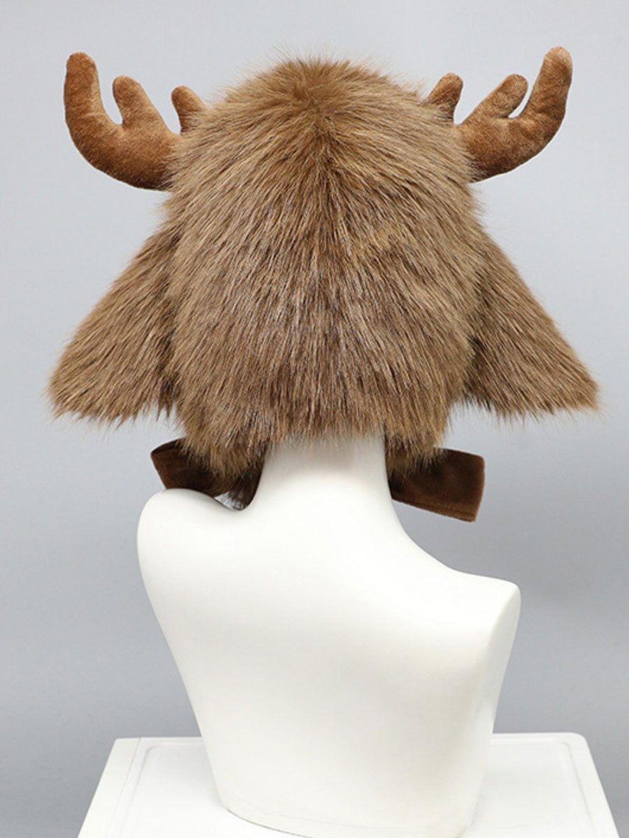Faux Fur Christmas Deer Hat