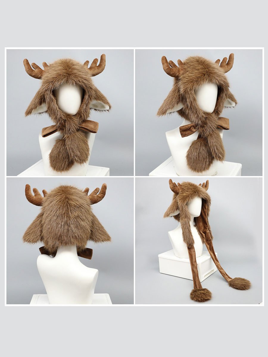 Faux Fur Christmas Deer Hat