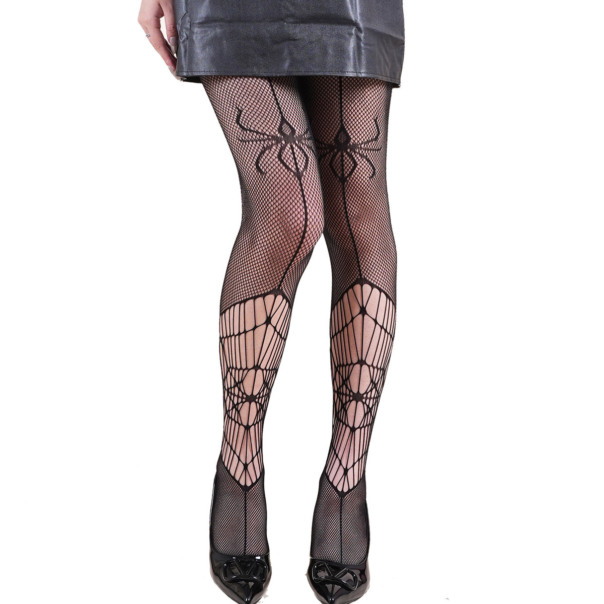 Spiderweb Print Fishnet Tights