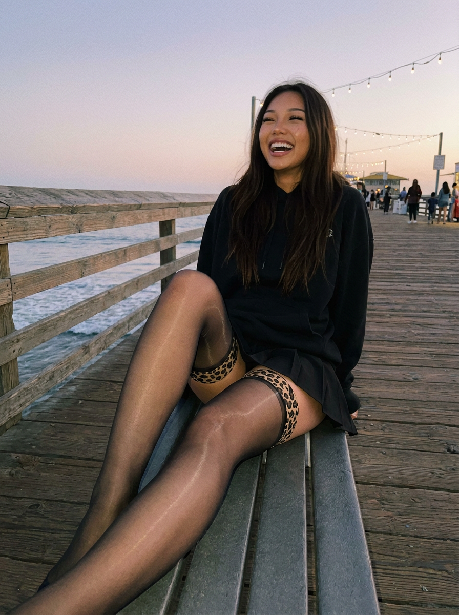 Glossy Leopard Over-Knee Stockings