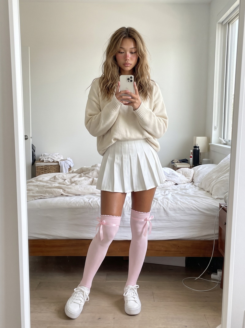 Ribbon Bow Thigh-Highs