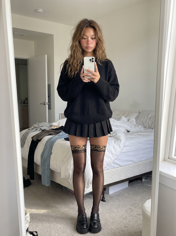 Glossy Leopard Over-Knee Stockings
