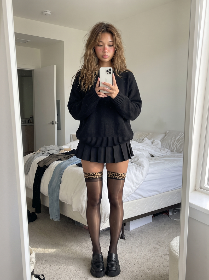 Glossy Leopard Over-Knee Stockings