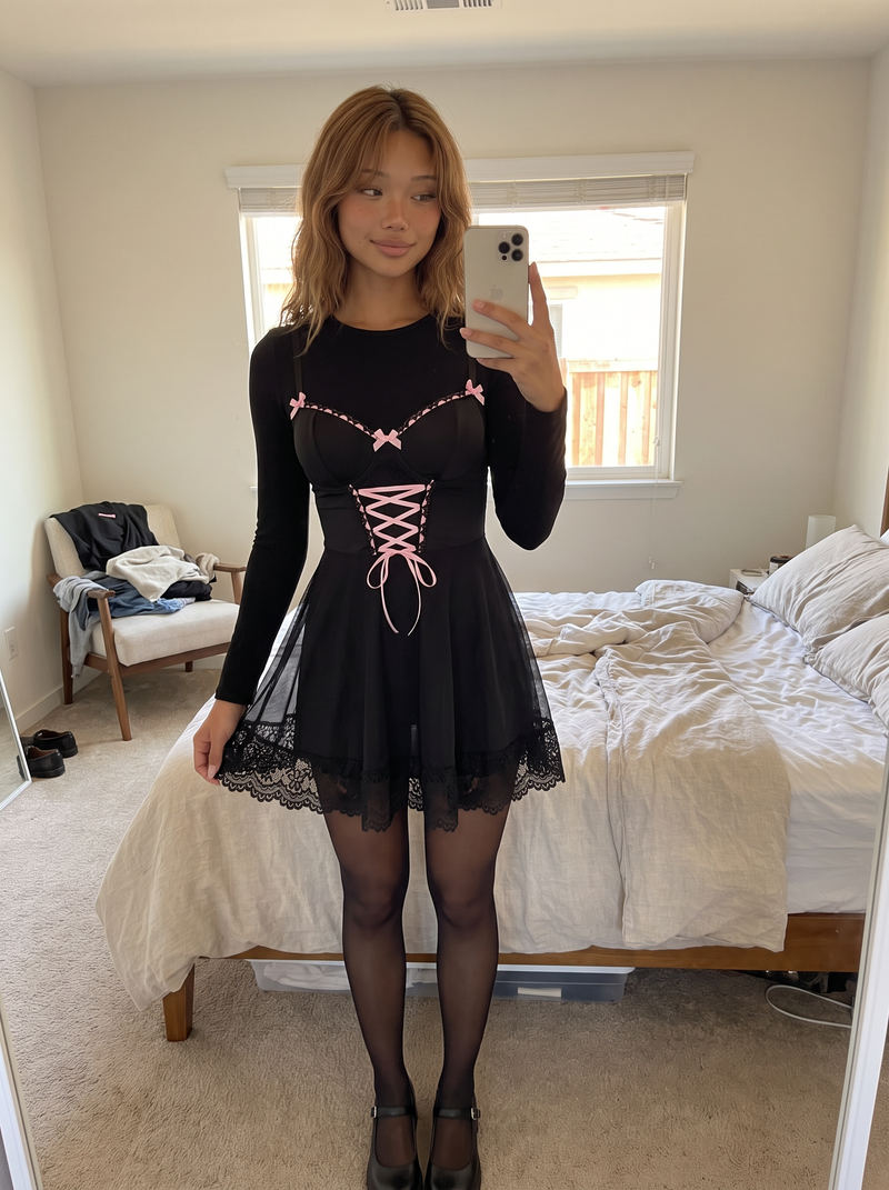 Ribbon Lace Babydoll