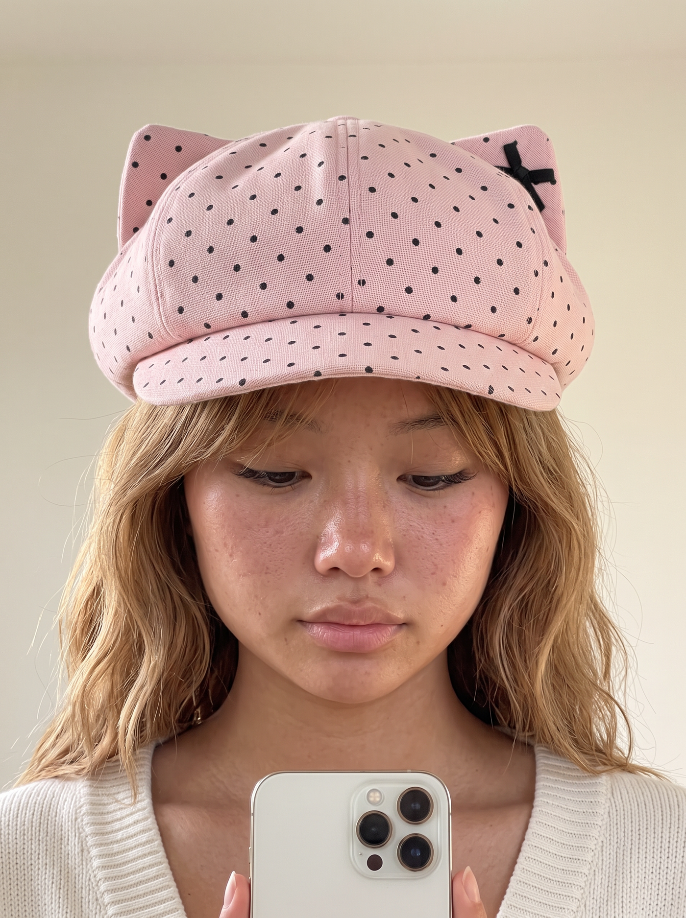 Polka Dot Cat Ear Beret