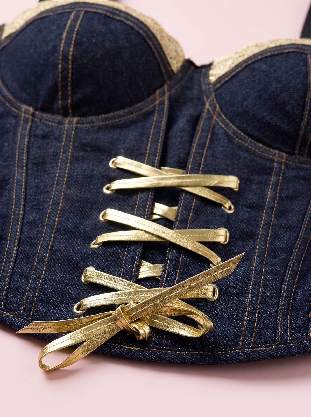 Denim Lace-Up Corset